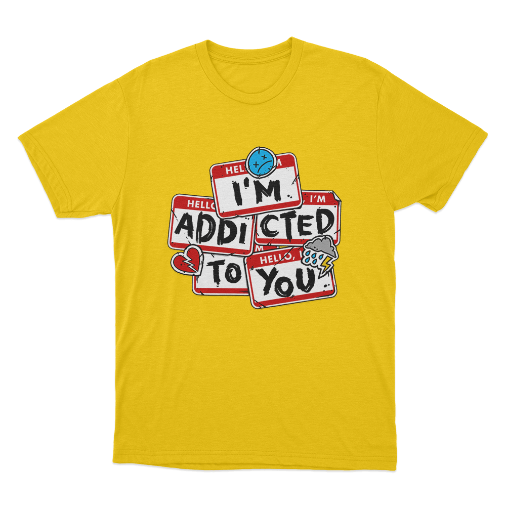 Addicted Unisex T Shirt Yellow Addicted Unisex T Shirt Yellow
